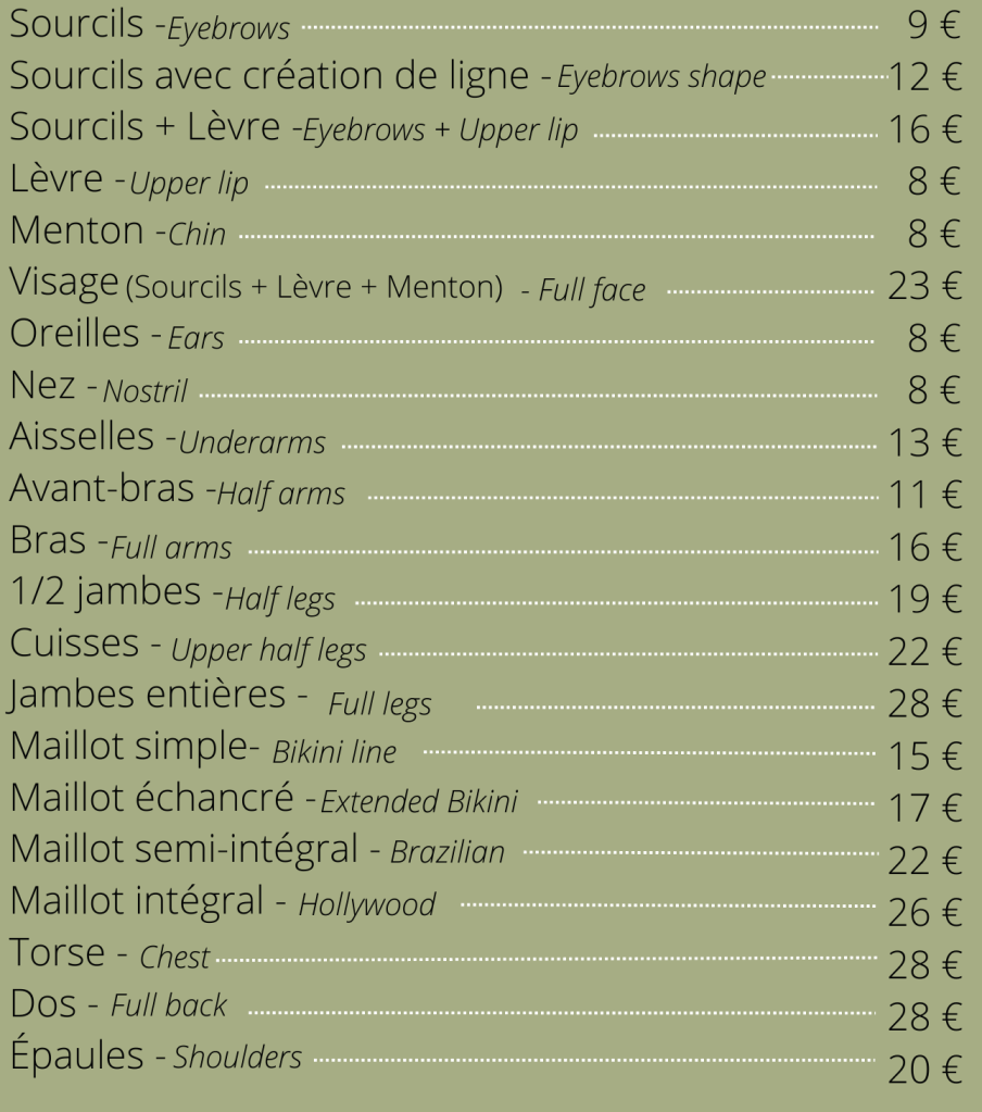 Épilations femme et homme, cire,